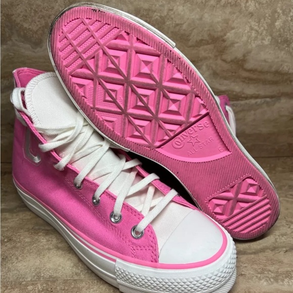 Converse Chuck Taylor All Star Lift Platform Retro Varsity High Size 8 Pink - Picture 2 of 4